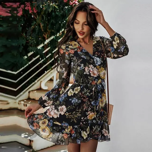Luludress 2025 Full Sleeve High Waist Floral Dress