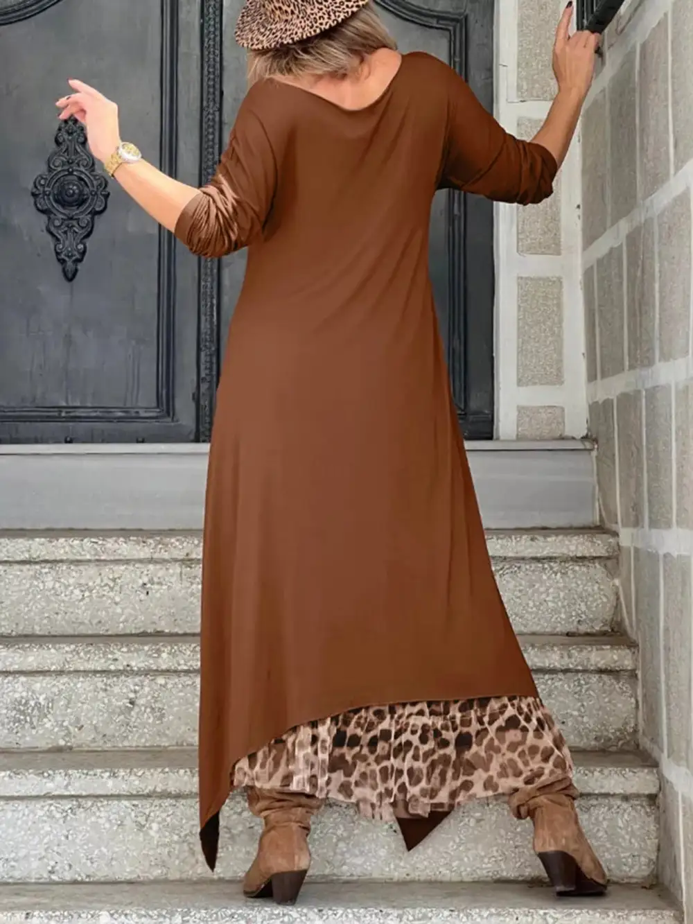Wearable Cut Animal Print Midi Dress