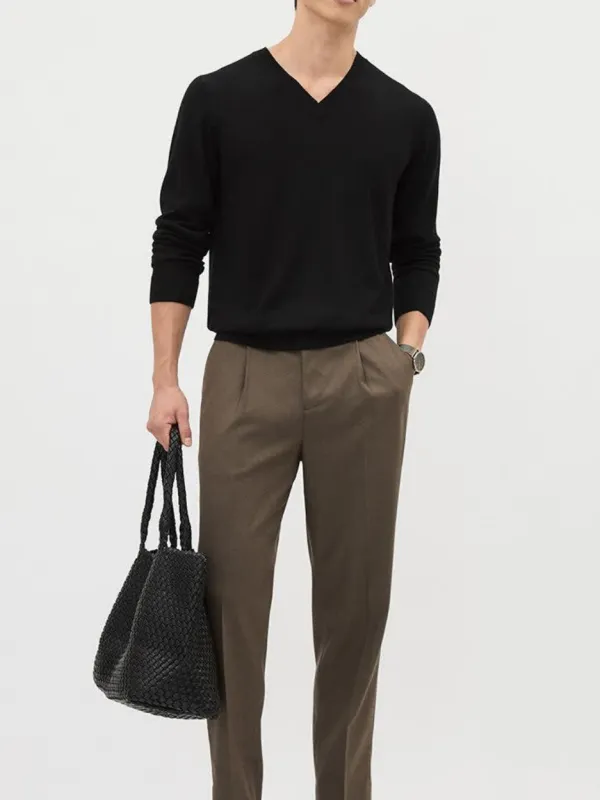 Black Long-Sleeve V-Neck Sweater