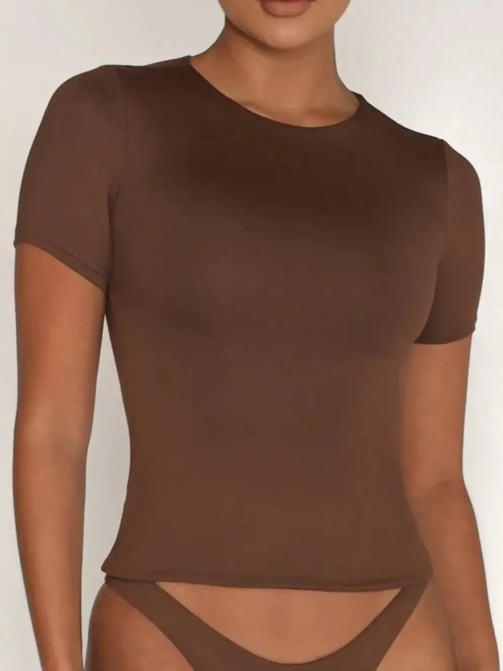 Round Neck Short Sleeve Top Set Swim Cover Up