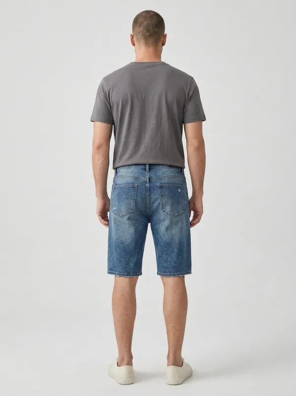 Men's Modern Geometric Distressed Distressed Denim Shorts