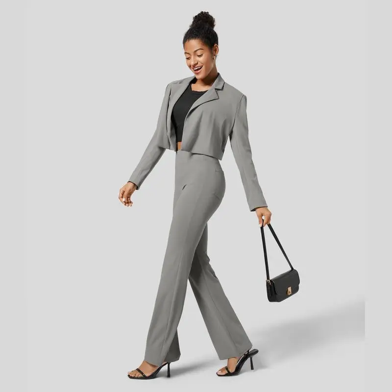 Flex High Waisted Back Side Pocket Slight Flare Work Pants
