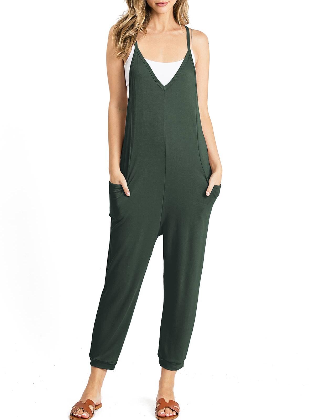 Forest Green Sleeveless Harem Jumpsuit