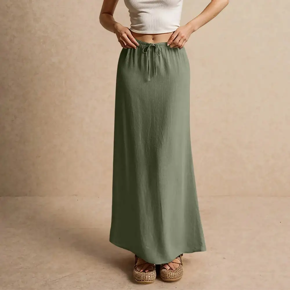 Satin A-Line Drawstring Skirt