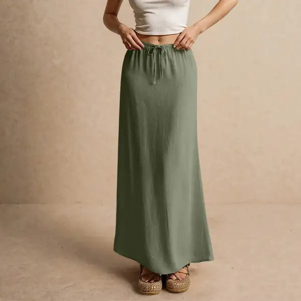 Satin A-Line Drawstring Skirt