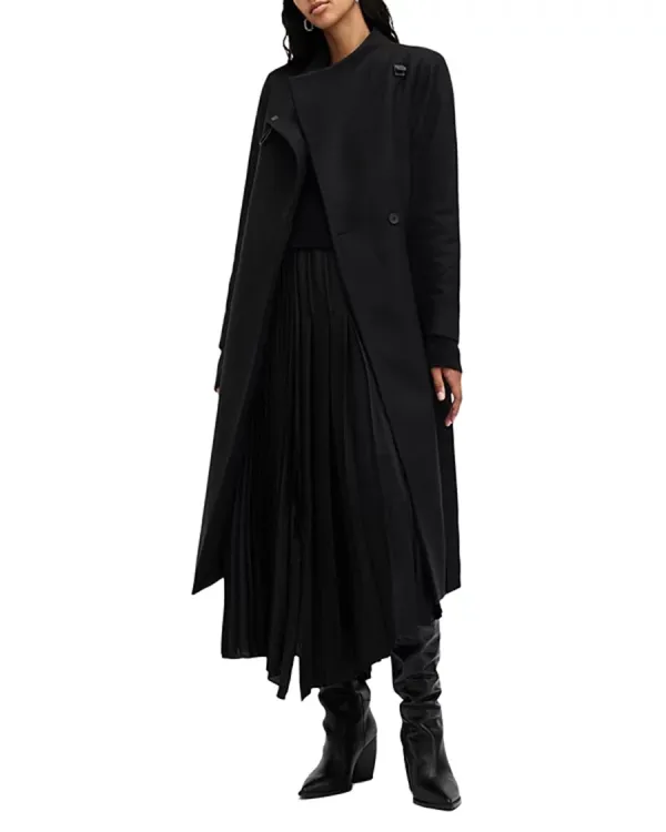 Wrap Around Belted Long Line Wool Coat