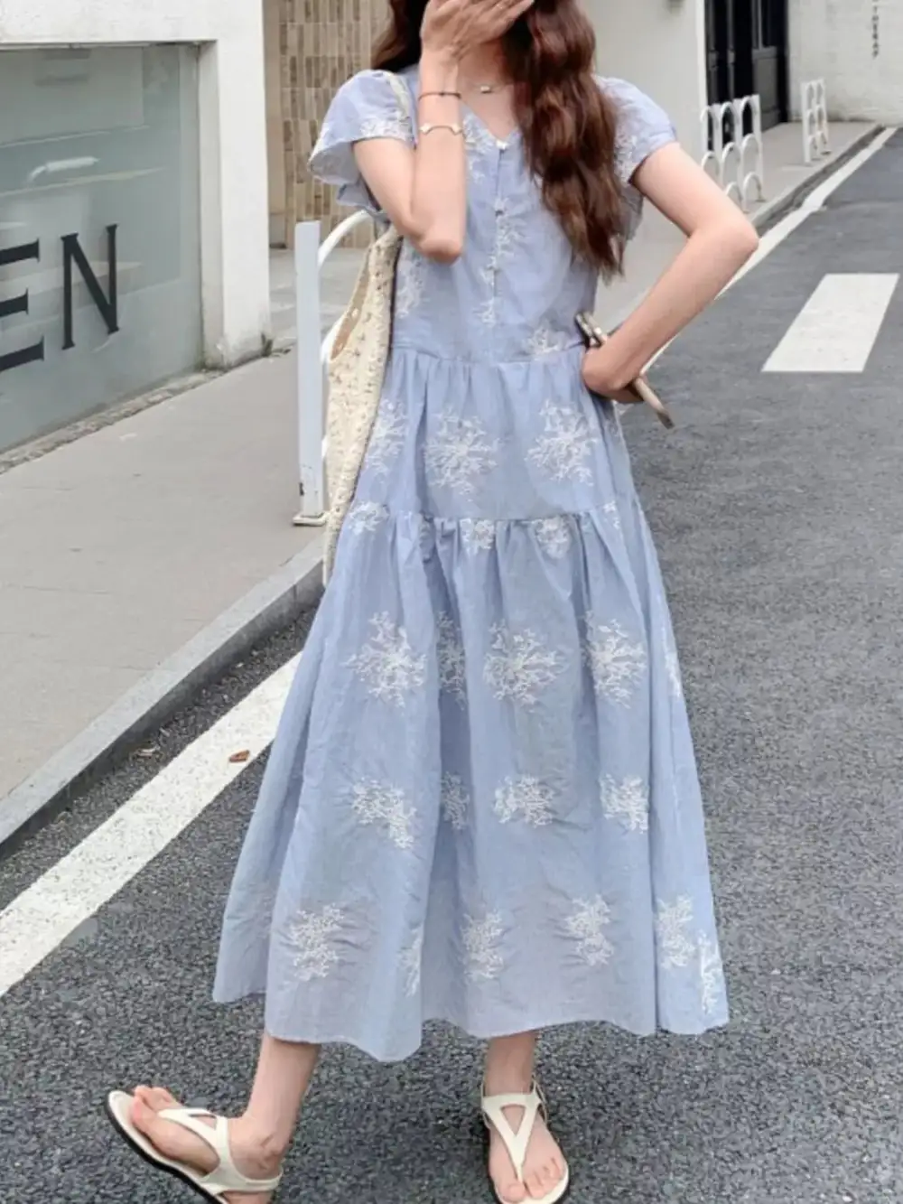 Balanced Detail Tiered Midi Dress