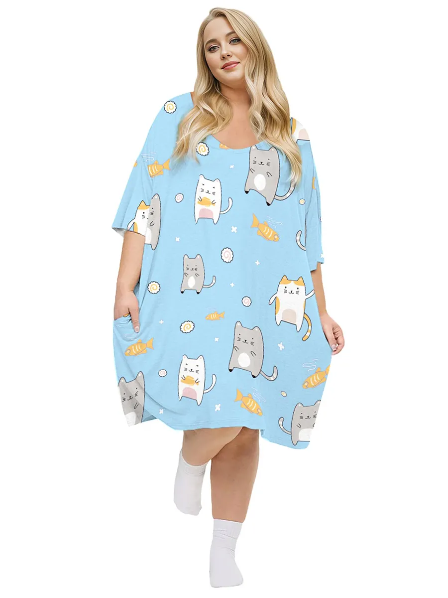 Plus Size Nightgown for Women V-Neck Sleep Dress