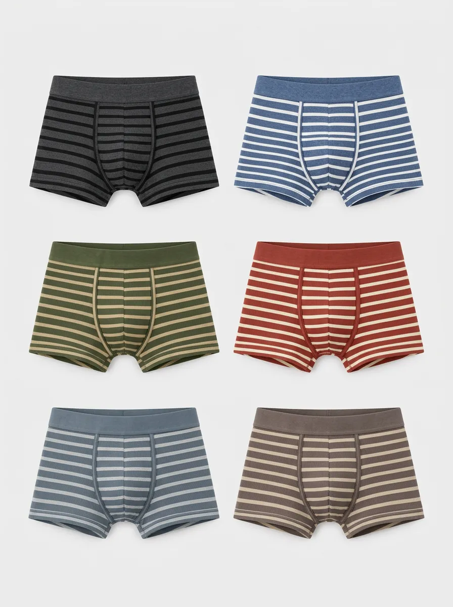 Men's Multicolor Striped Boxer Briefs 6-Pack