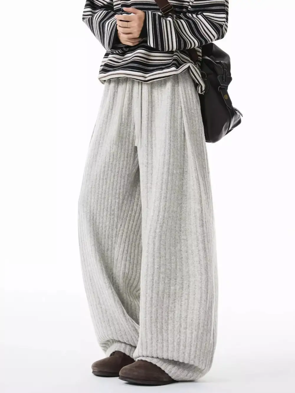 Men's Plus Size Relaxed Fit Ribbed Knit Pants