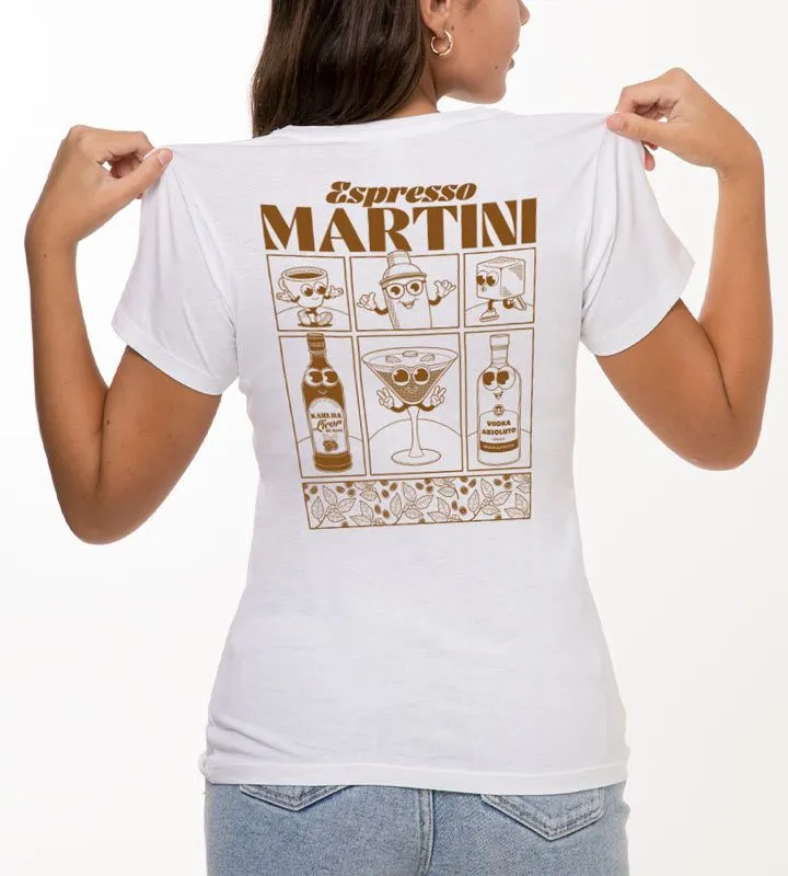 Combination of Pictures And Text White T-Shirt