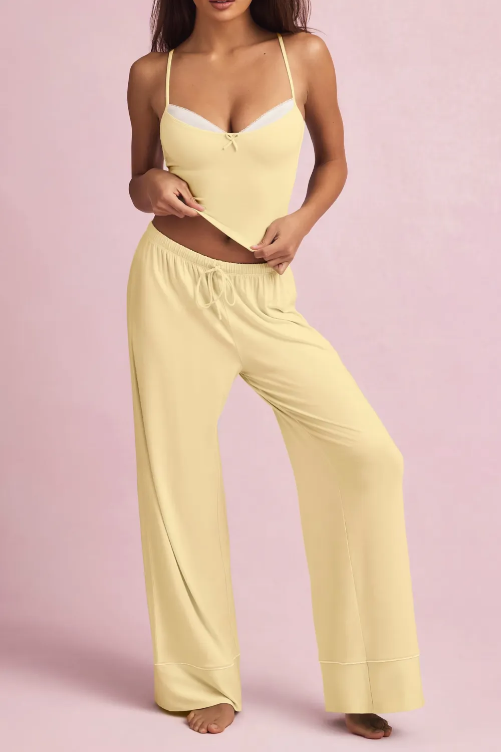 Relaxed Fit Elastic Waist Loose Trousers