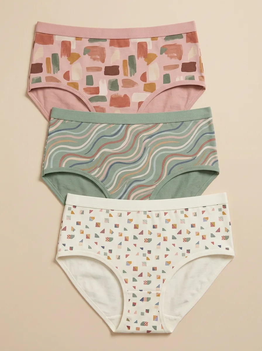 Women's Boho Abstract Geometric Print 3-Pack Briefs