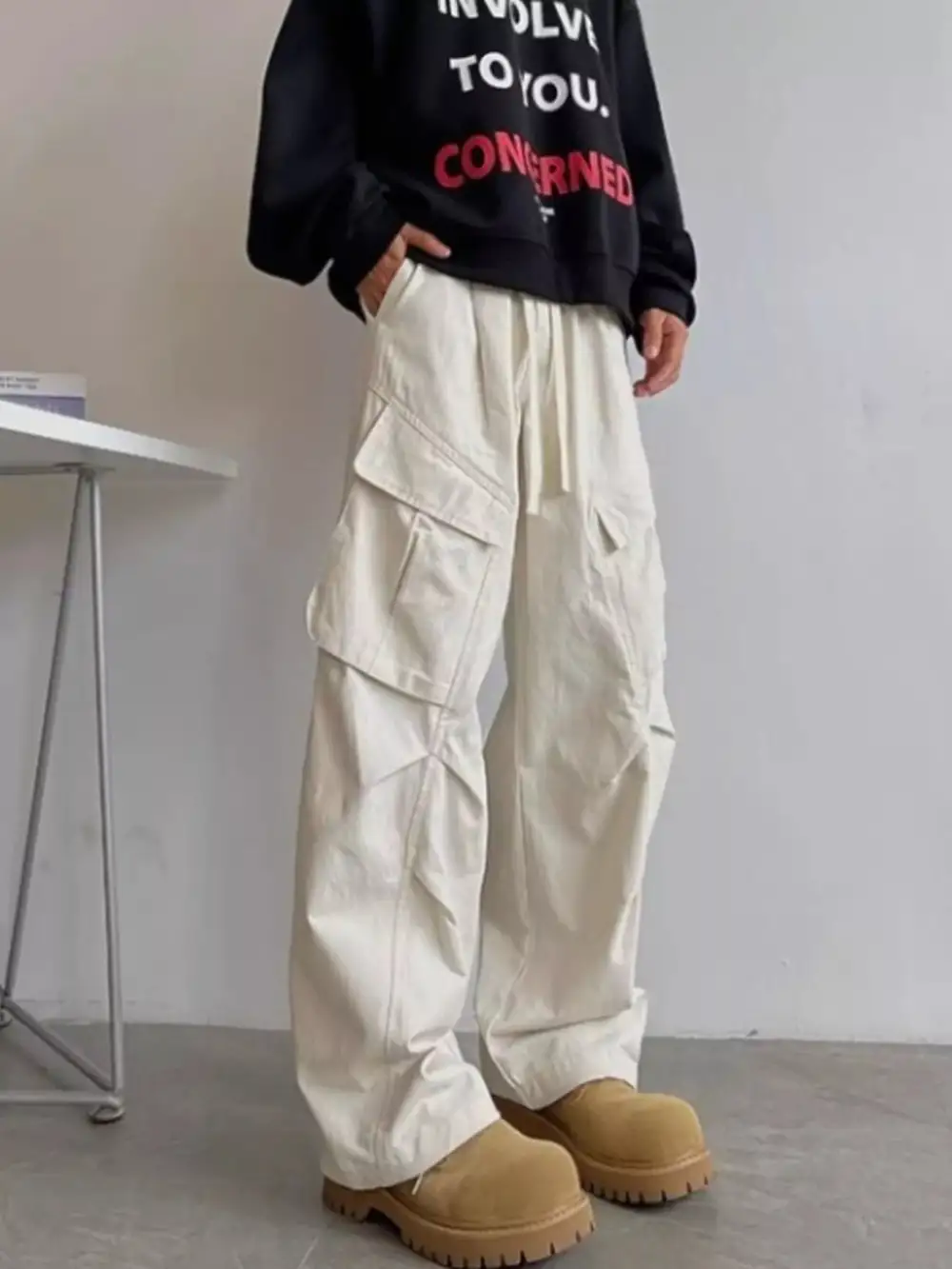 Textured Men's Plus Size Loose Fit Cargo Pants