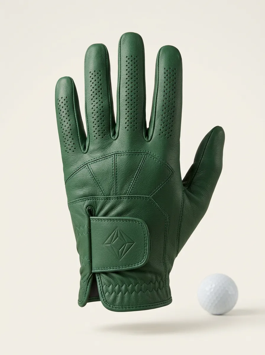 Embossed Diamond-Pattern Leather Golf Glove