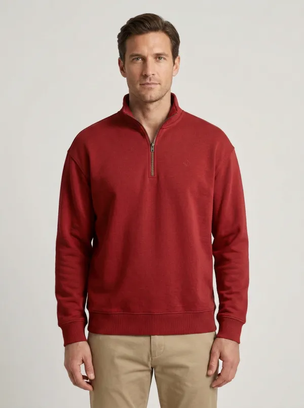 Men's Embroidered Emblem Quarter-Zip Sweatshirt