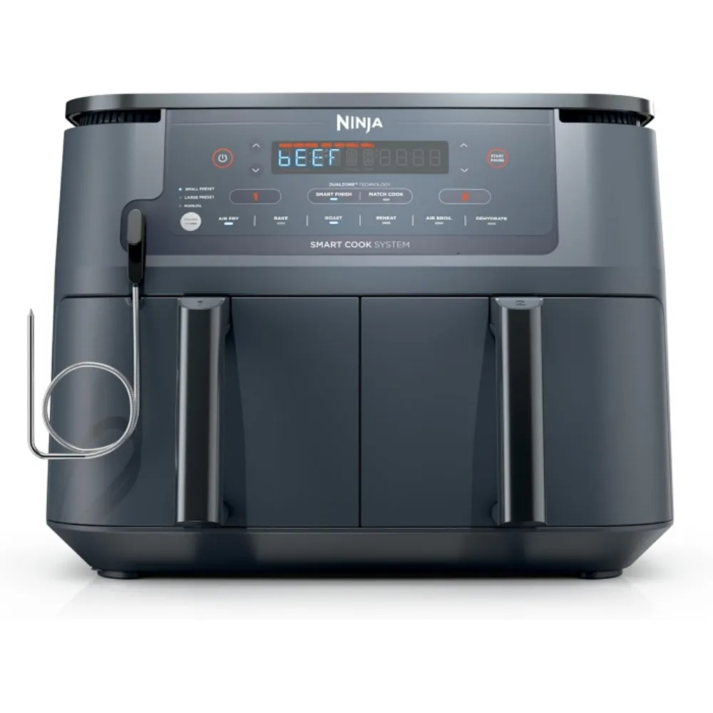 Ninja Air Fryer, Thermometer, Roast, Bake, Air Fry, Crisps, Broil, Reheats, Keep Warm