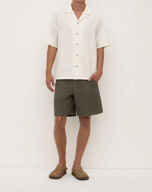 Cream Textured Resort Short Sleeve Shirt