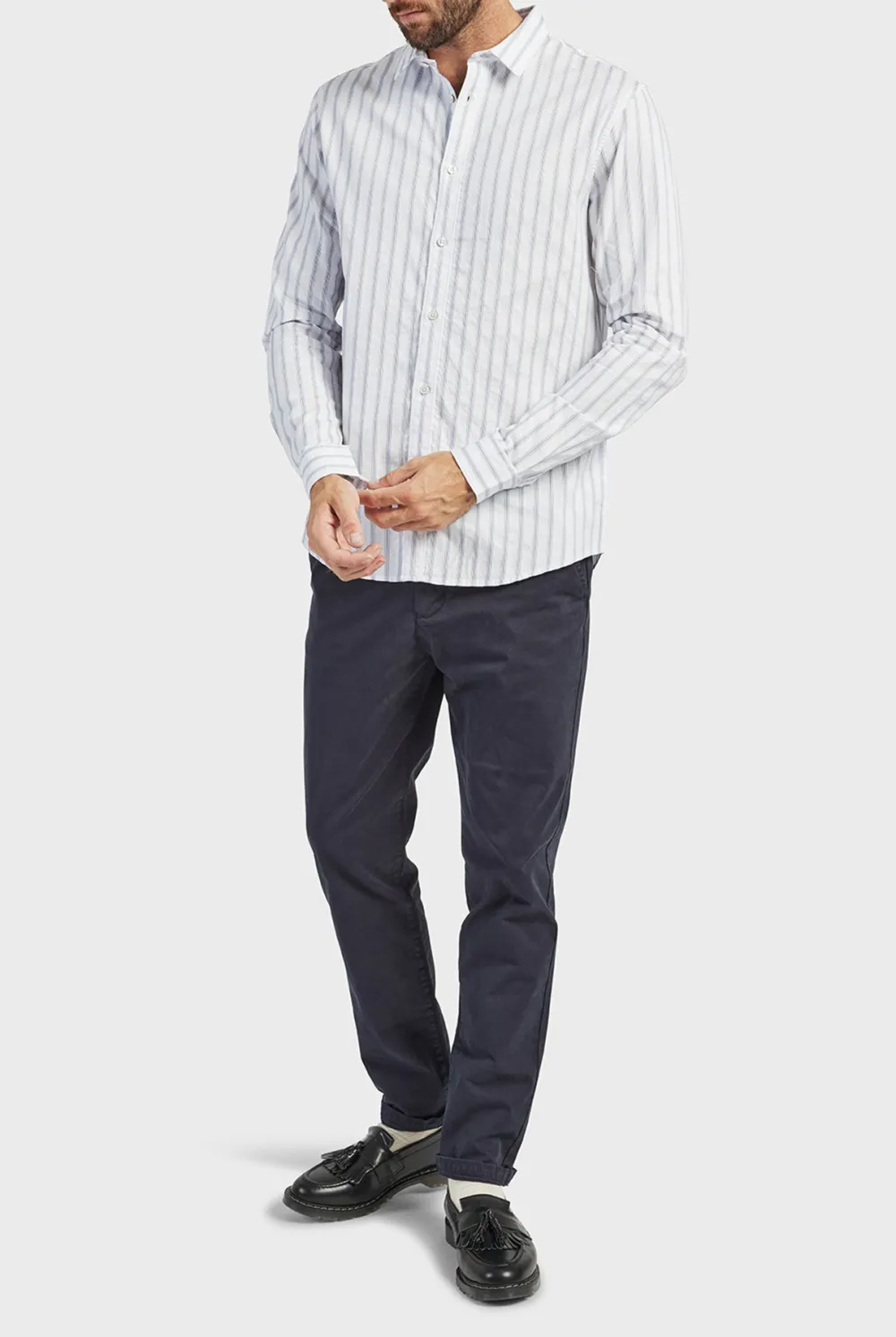 Cotton Blend Slim Leg Trousers