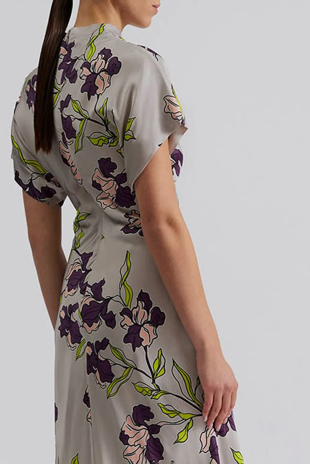 Floral Print Short Sleeve Midi Dress