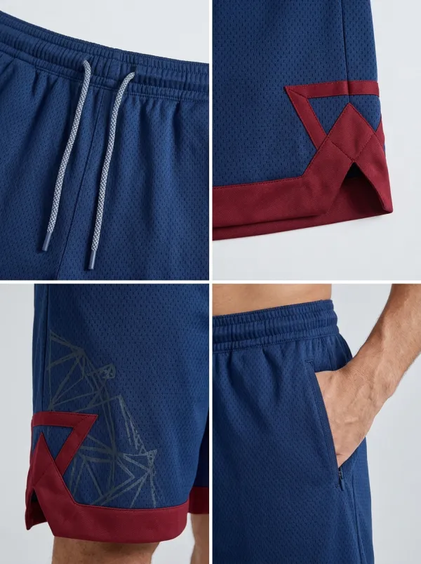 Active Geometric Pattern Mesh Detail Detail Men's Basketball Shorts