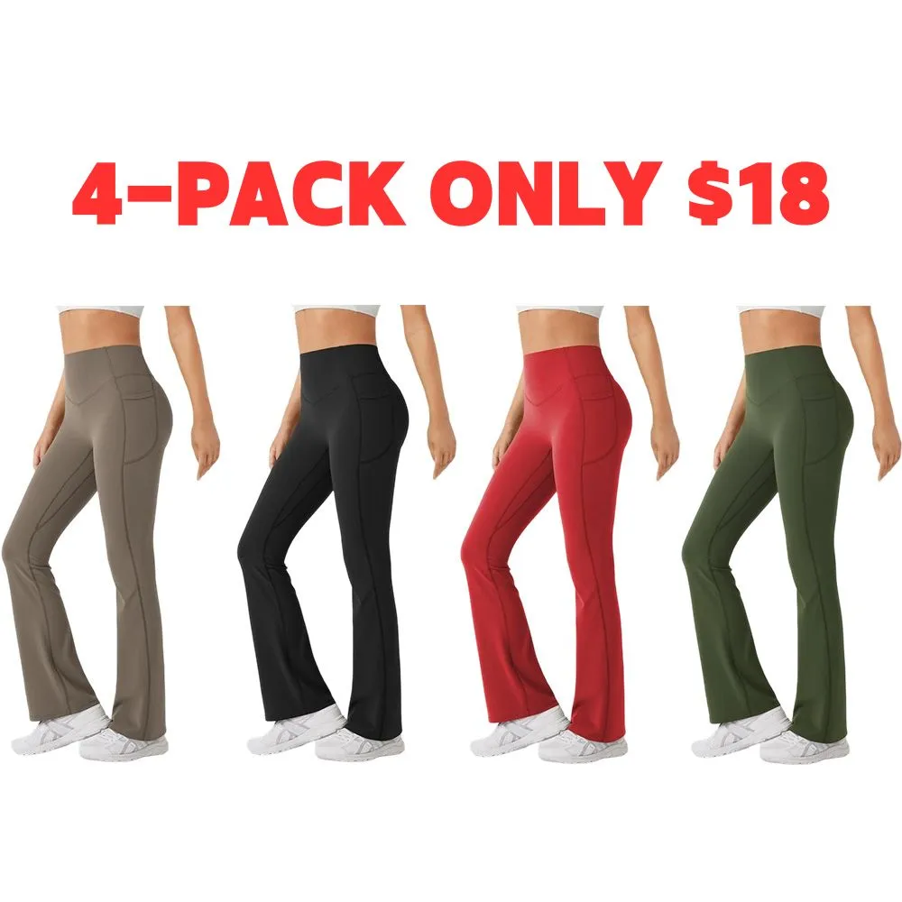 Women's UltraSculpt SoCinched High Waisted Scrunch Butt Lifting Tummy Control Pocket Shaping Yoga Bootcut Leggings