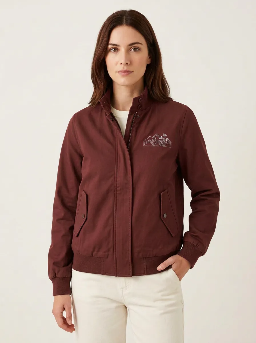 Women's Mountain Flower Printed Bomber Jacket