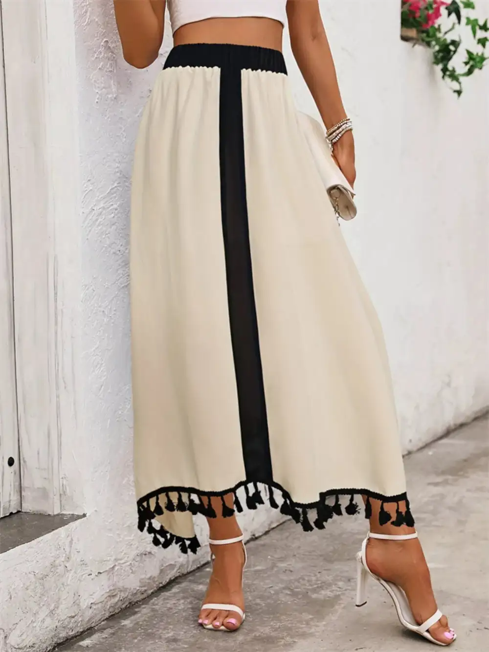 Tailored Fluid Tassel Skirt