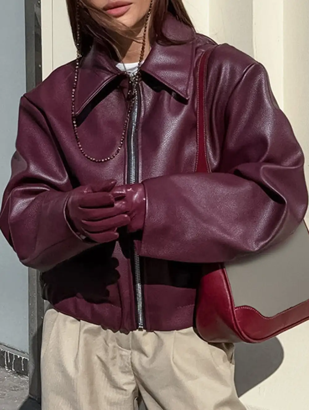 Loose Fitting Motorcycle Leather Jacket