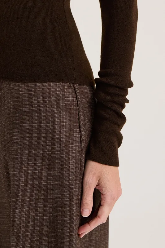 Chocolate Merino Boat Neck Top