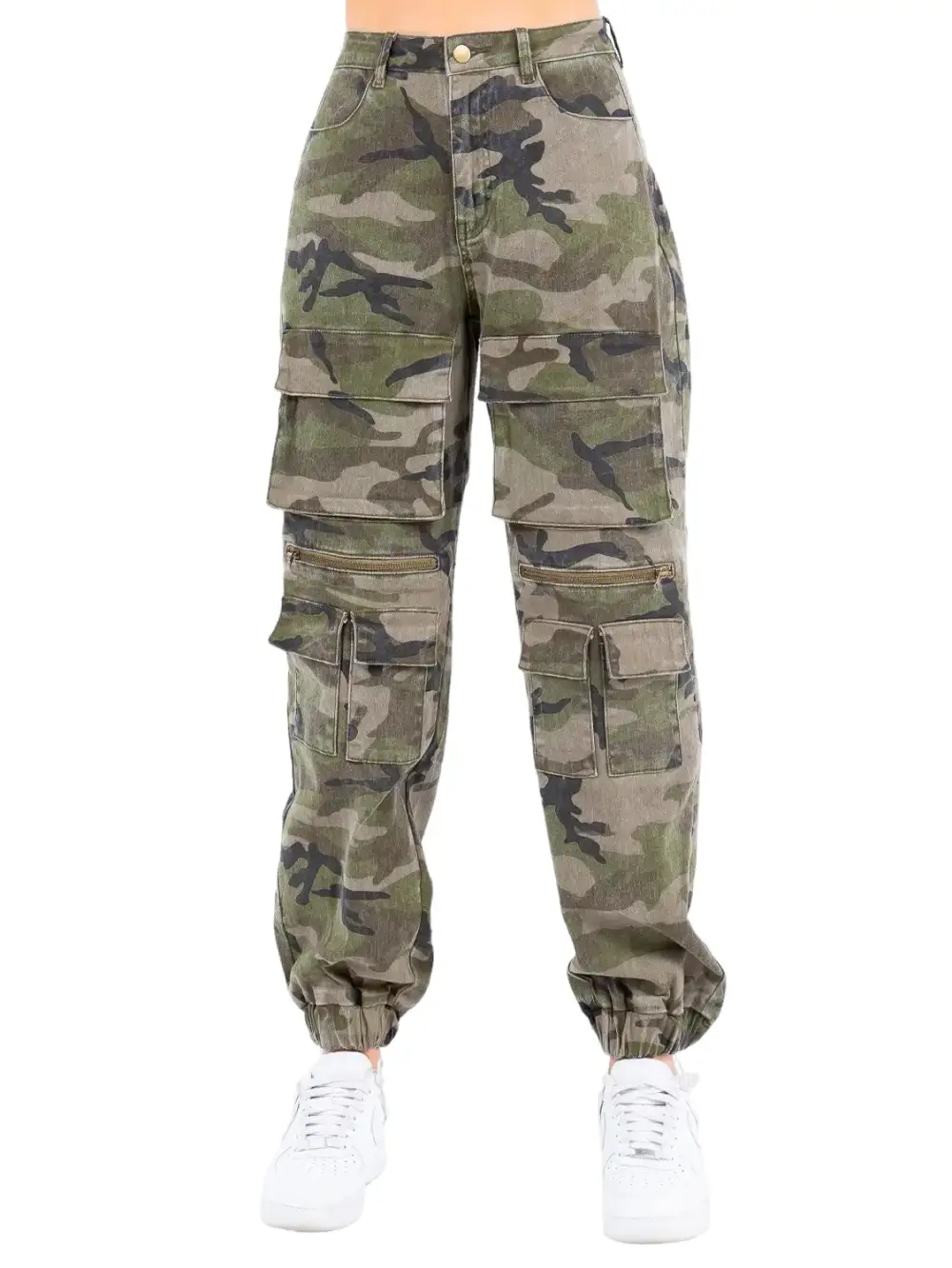 High-Waist Cargo Jeans