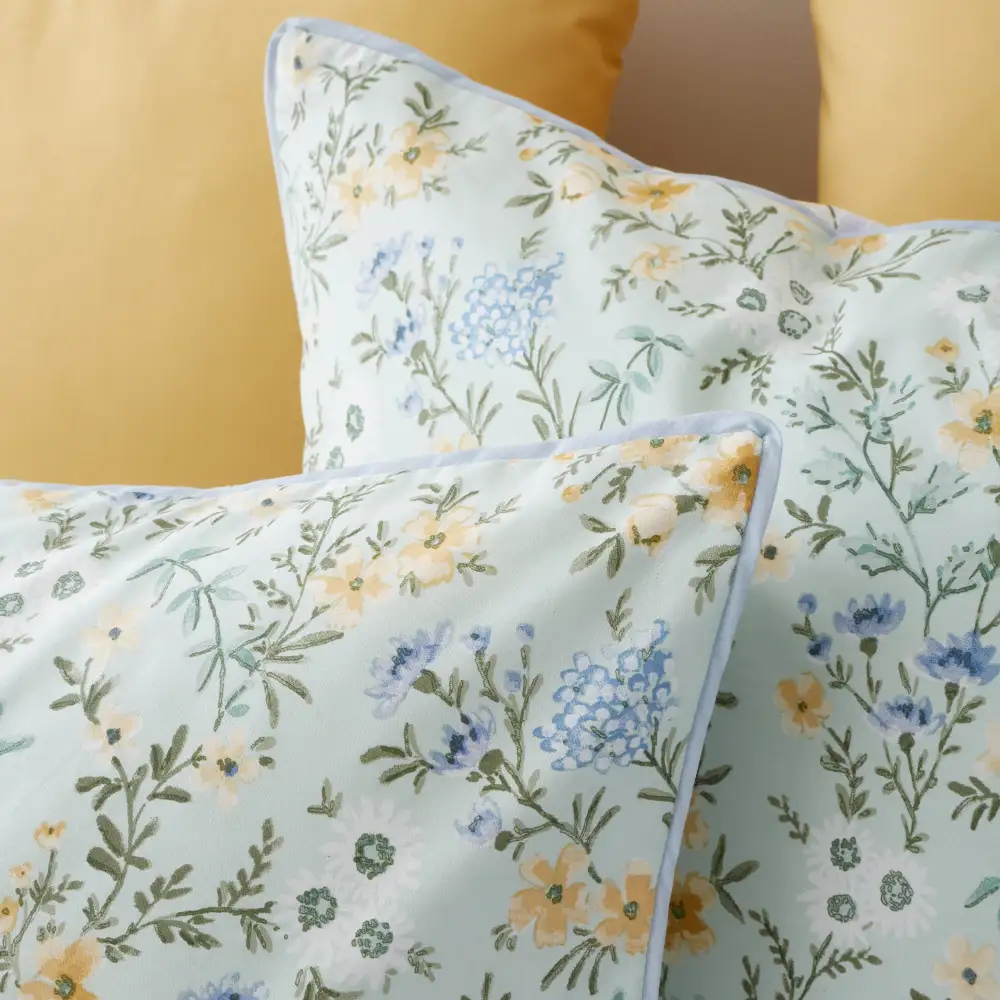Calm Bedroom Woven Floral Cotton Duvet Cover Set