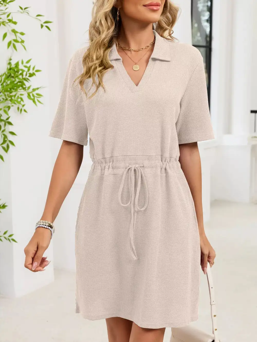 Knit Drawstring Sweater Dress