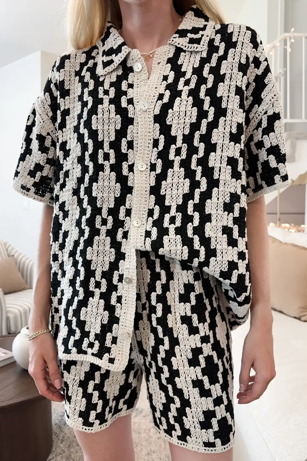 Soft Structure Cotton Crochet Shorts