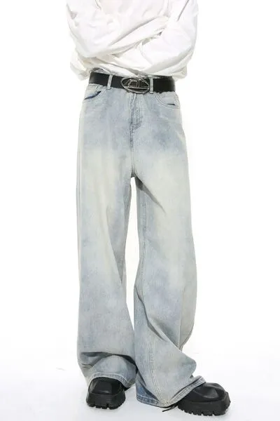 Streamlined Washed Stretch Straight Leg Jeans