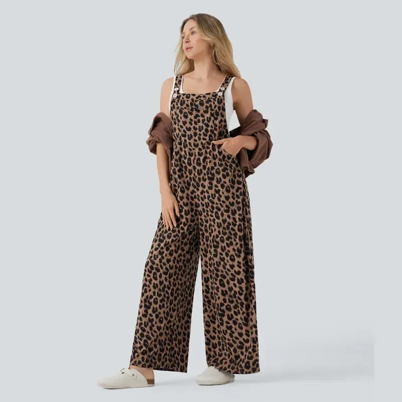 🔥Leopard Print Casual Overalls (With Pockets)