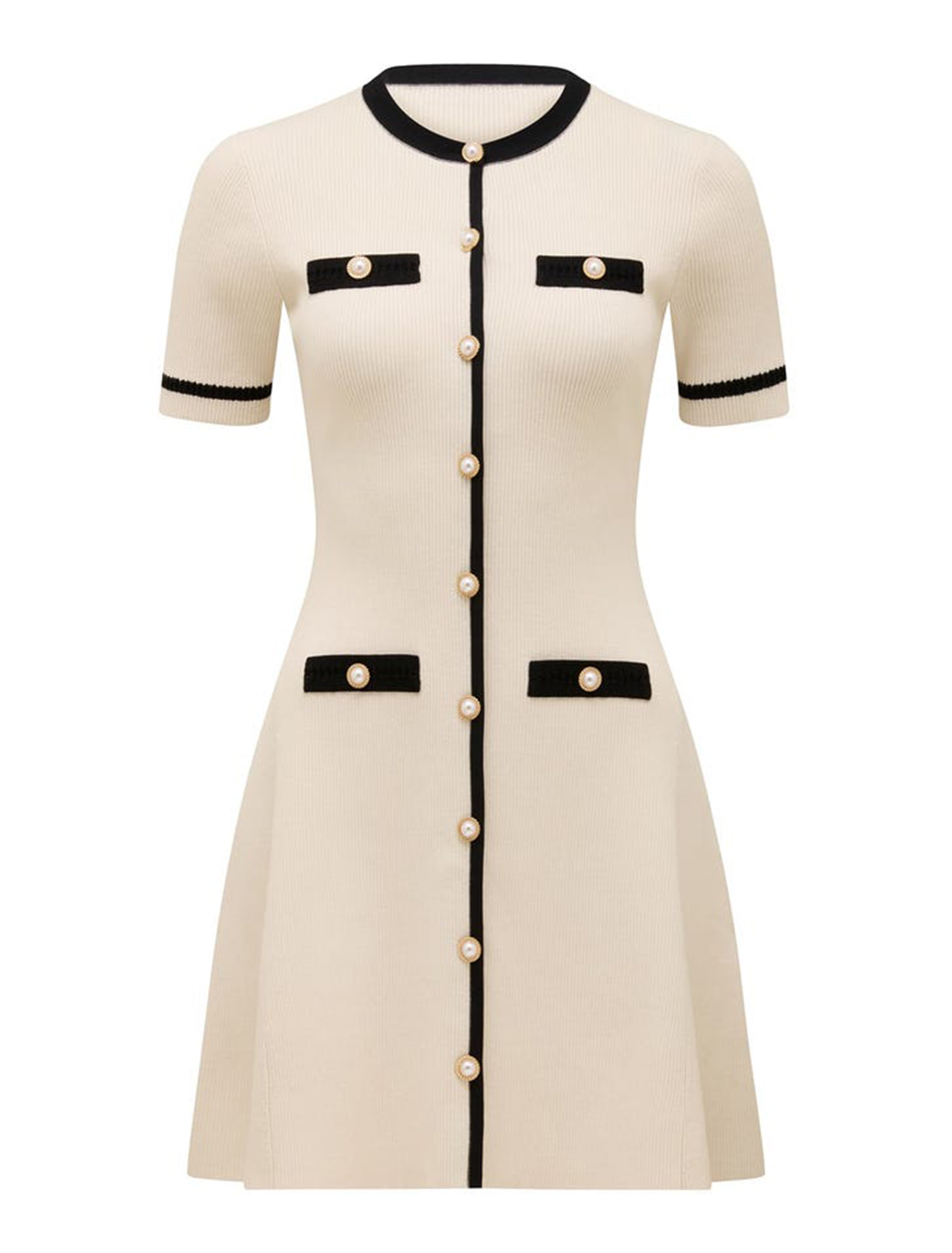 Contrast Knit Mini Dress