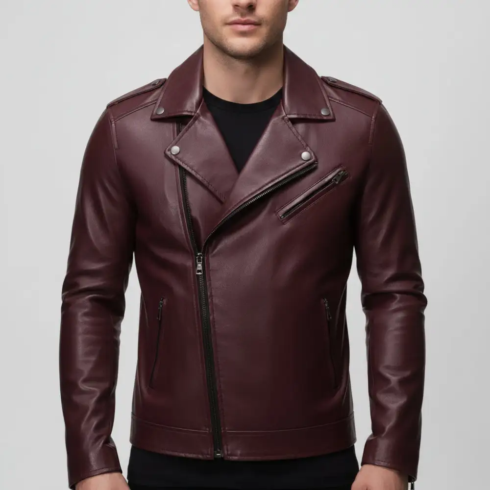 Crafted Look Leather Biker Motorcycle Jacket