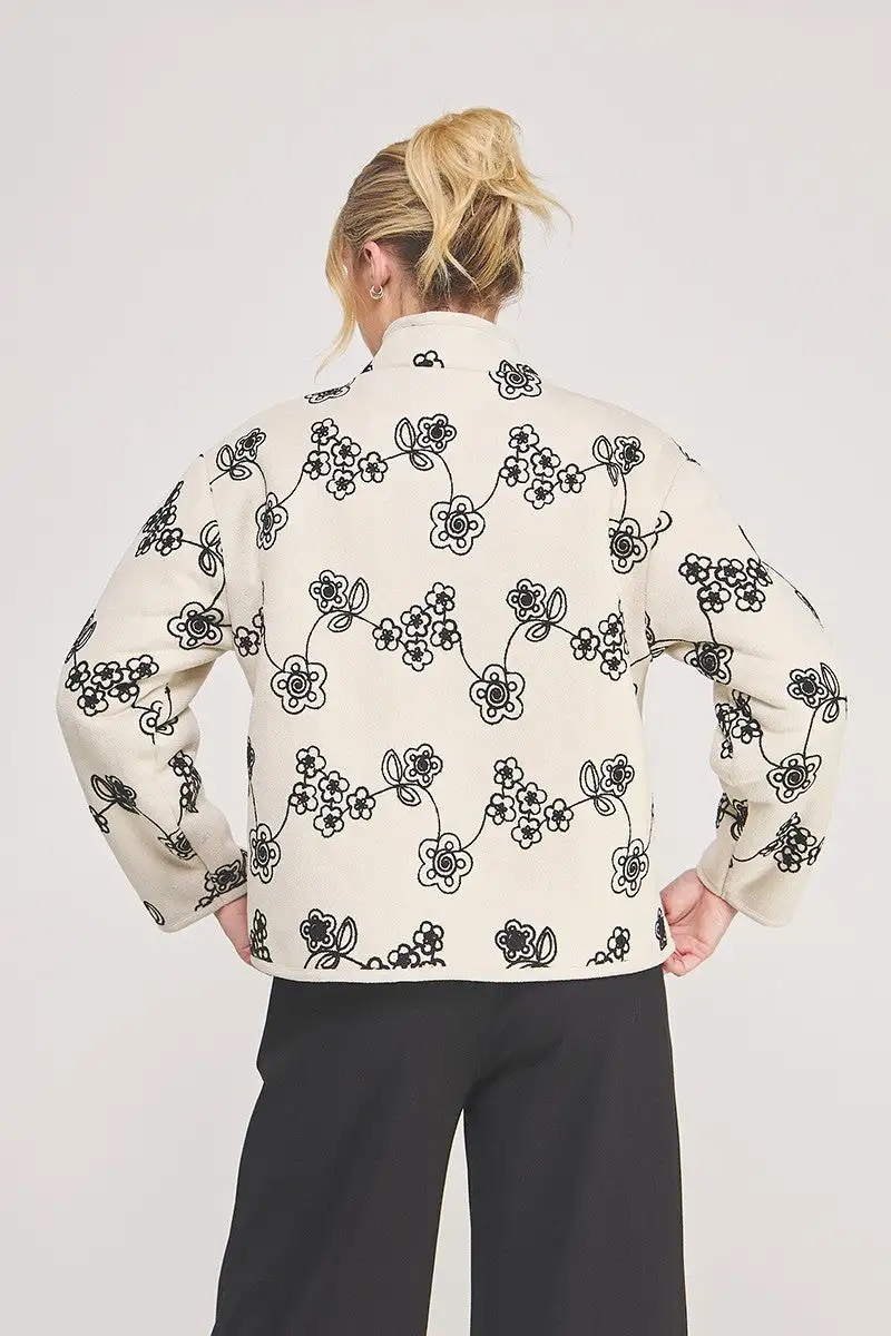 Floral Sherpa Suede Jacket
