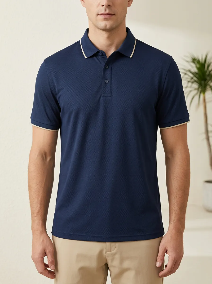 Performance Contrast-Trim Golf Polo Shirt