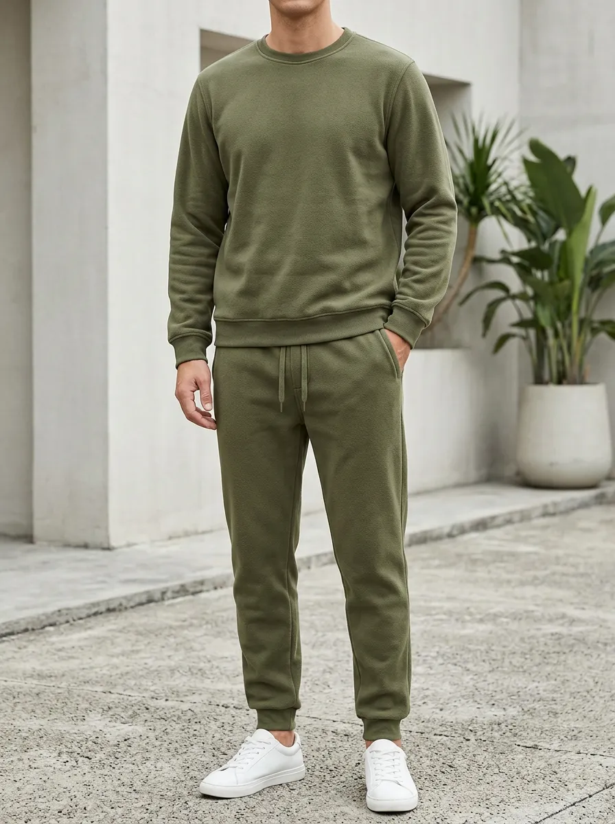 Men's Everyday Track Pants with Fleece Sweatshirt Set