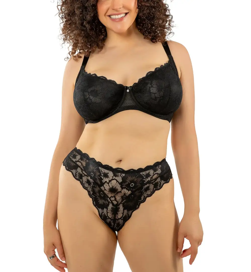 Classic Mid-Rise Lace Mesh Brazilian Brief Panty