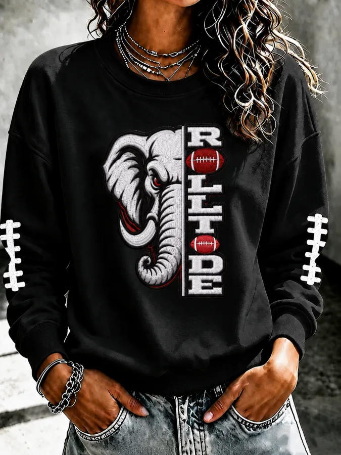 Women'S Football Printed Round Neck T-Shirt