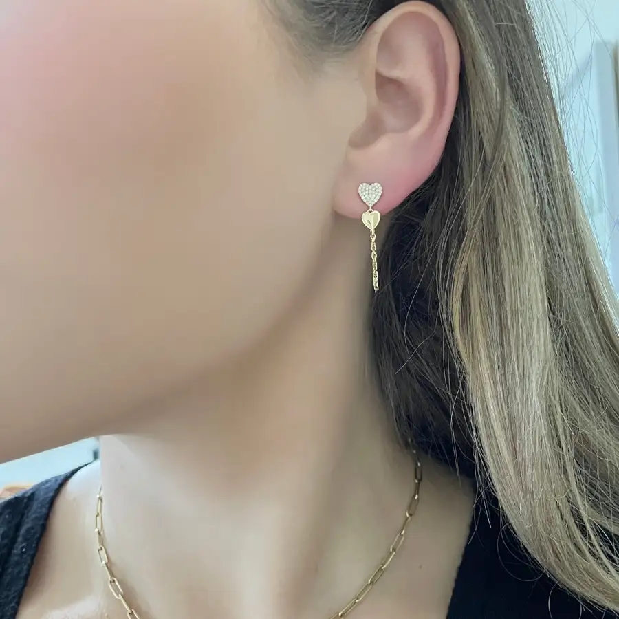 Elegant Heart Gem Detail Earrings