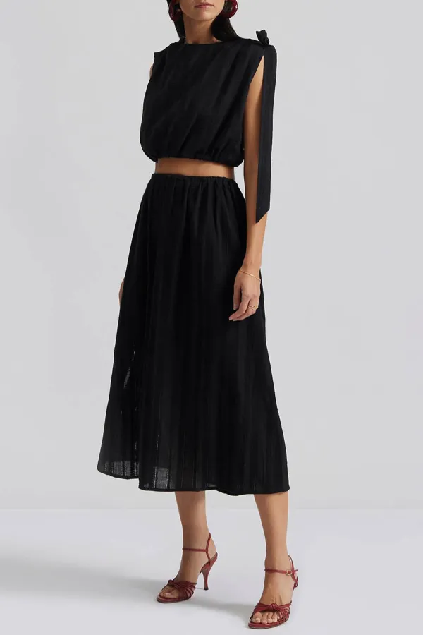 Embroidered Chiffon Midi Skirt