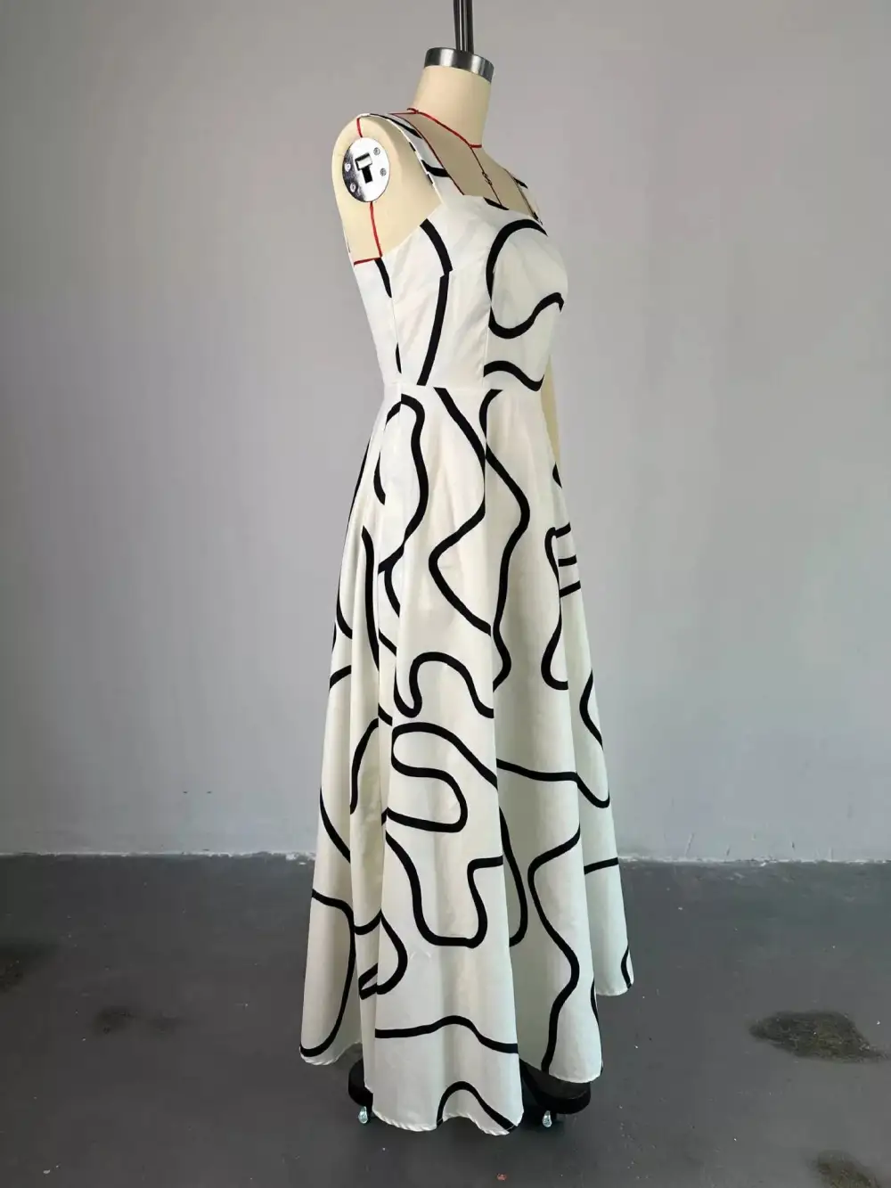 Abstract Print Square Neck Midi Dress