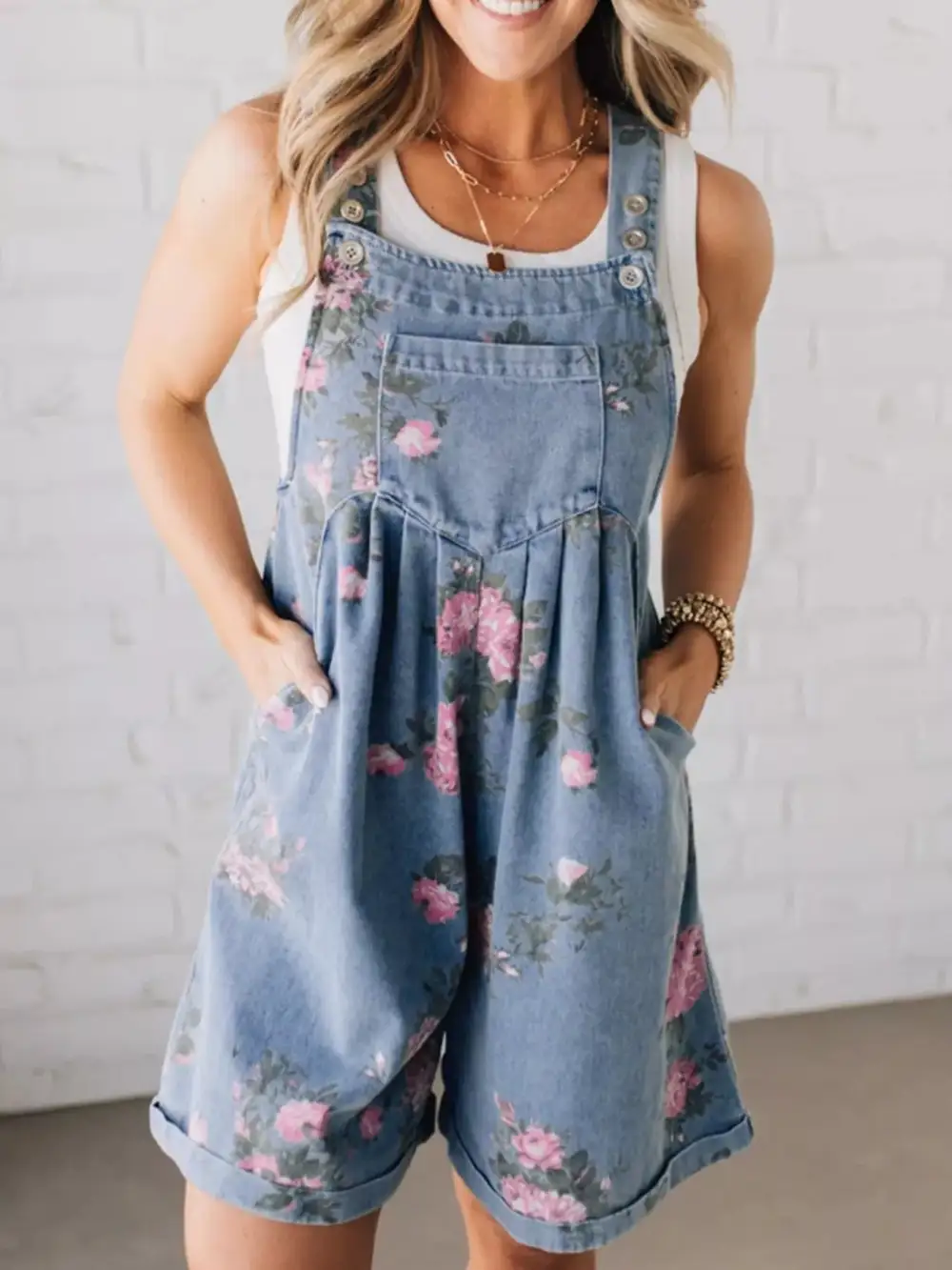 Floral Denim Overalls