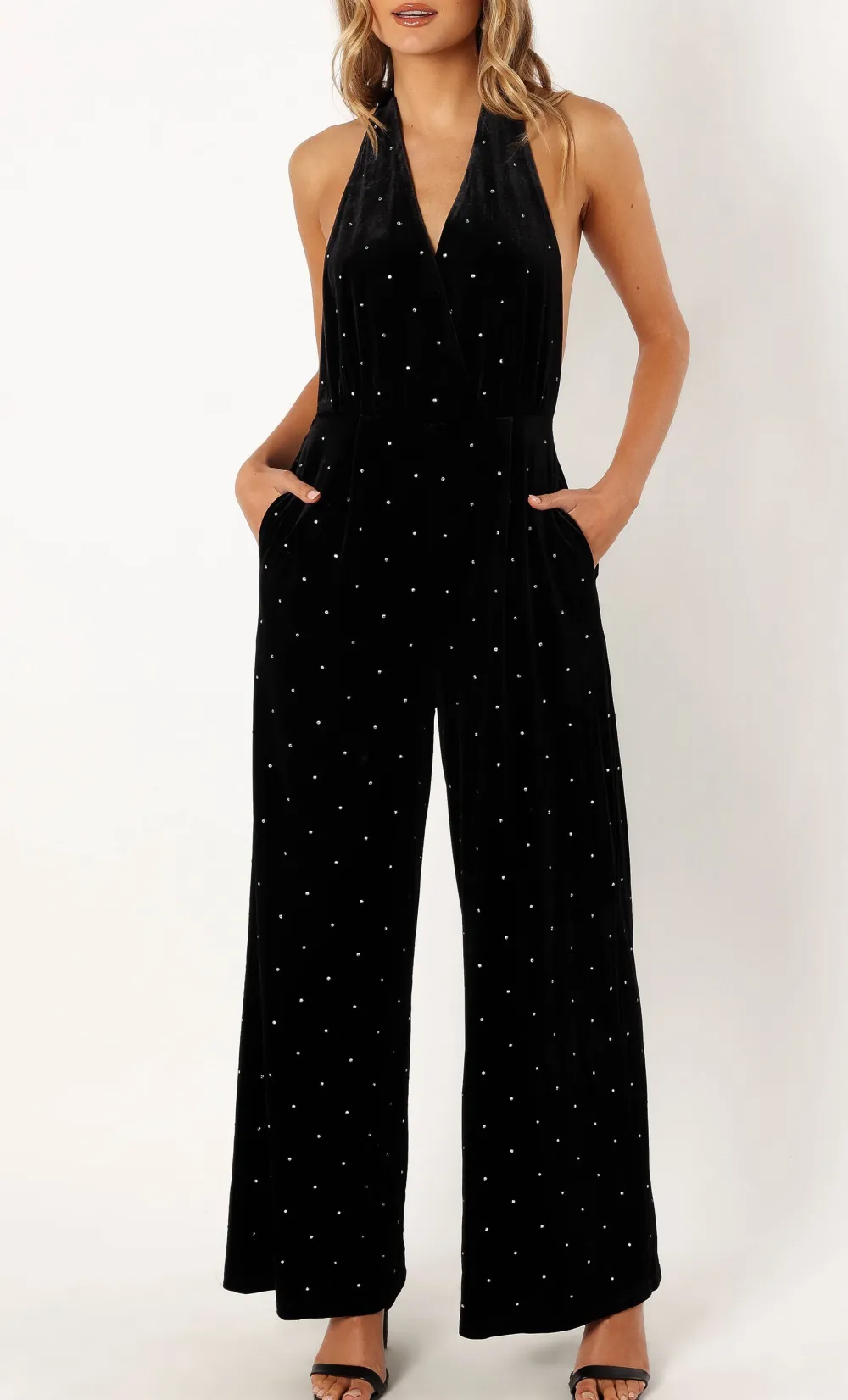 Halter Wide-Leg Sleeveless Maxi Jumpsuit