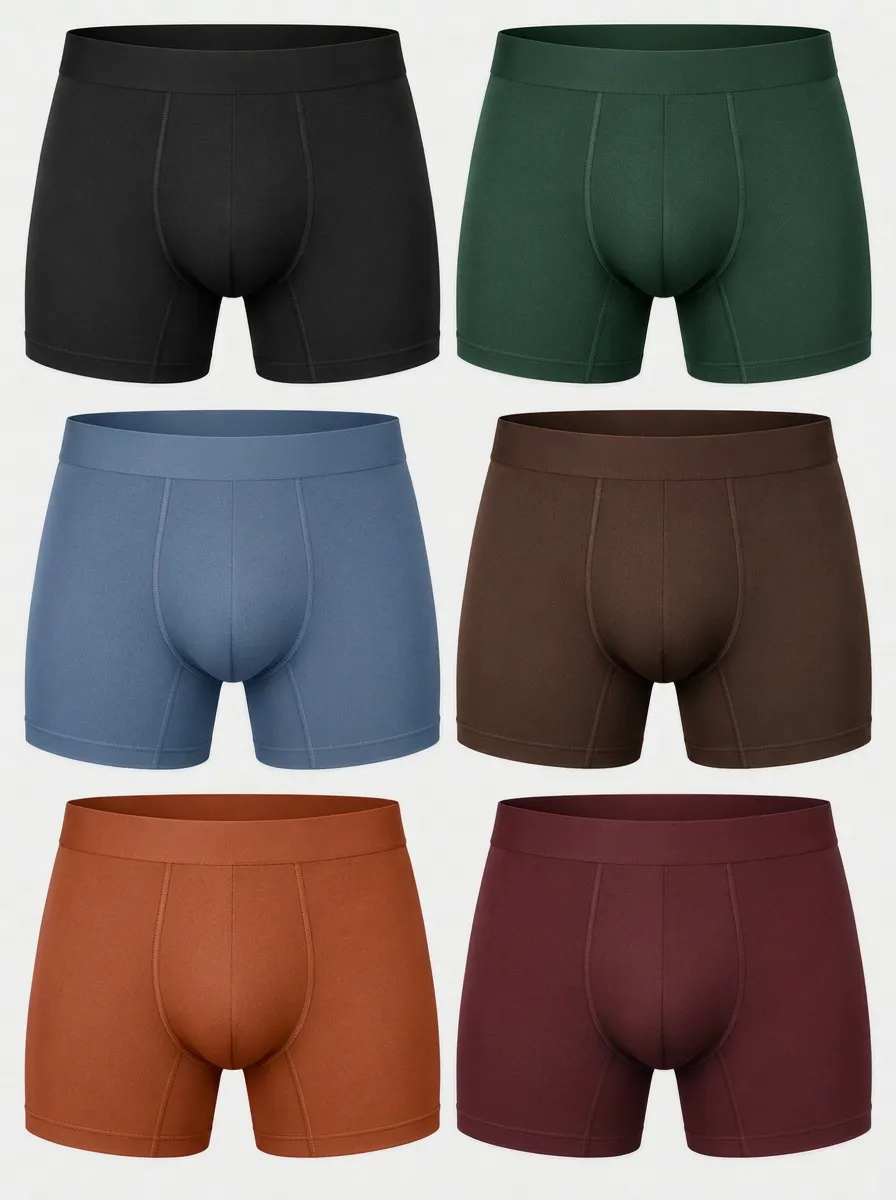 Classic Men's Boxer Briefs with Solid Color Details — Multipack