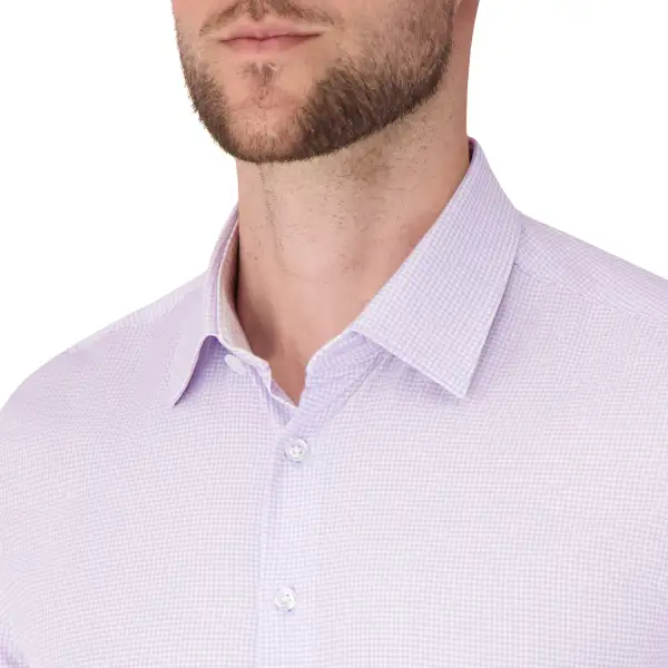 Check-Print Four-Way-Stretch Modern-Fit Men's Dress Shirt